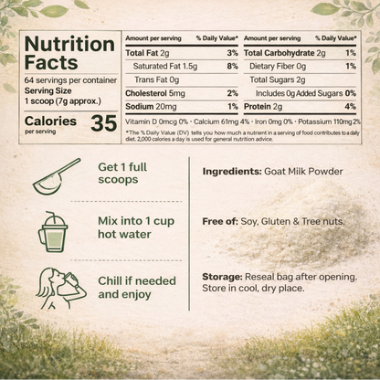 Nutrient Rich Goat Milk High in Protein, Calcium & Probiotics